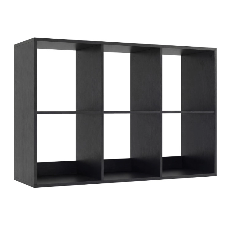 Hivvago 6 Cube Bookshelf with Back Guardrail for Living Room Bedroom