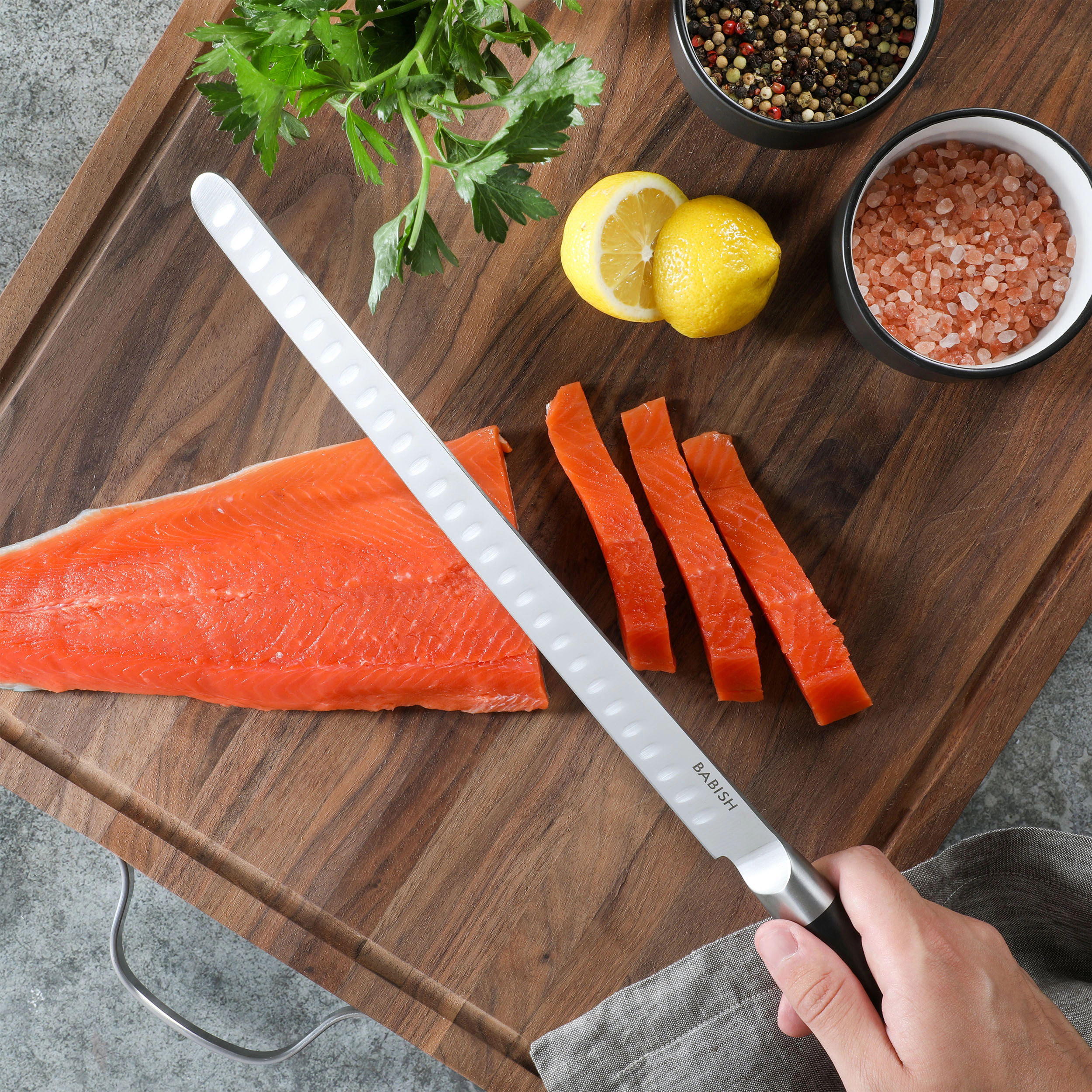 Babish 12 Inch High-Carbon Stainless Steel Full Tang Super Slicer in Black