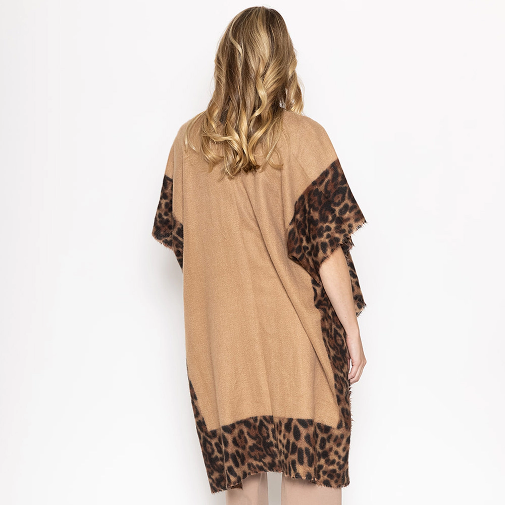 Truedames Women Leopard Print Kimono Poncho