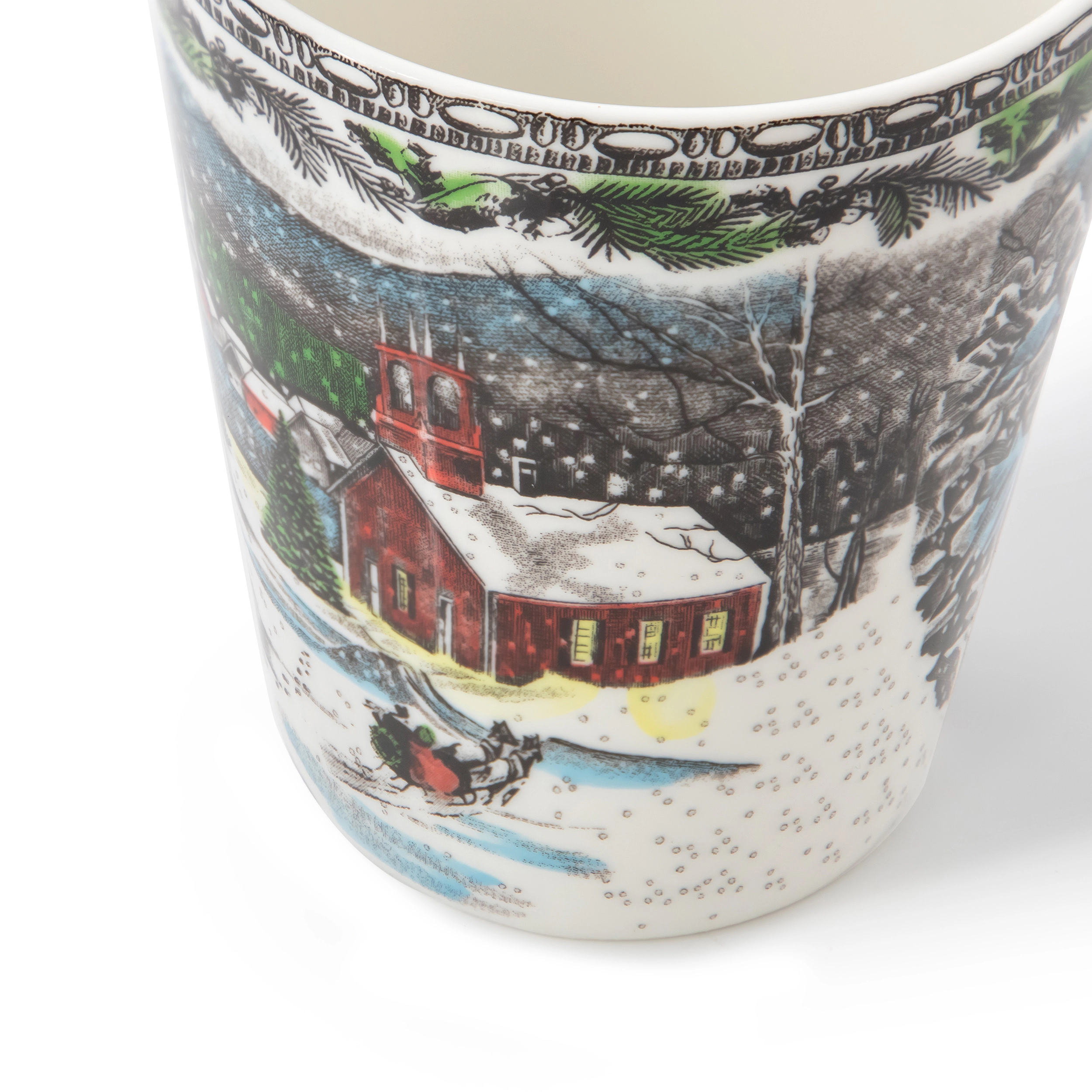 Elama Holly 16 Piece Porcelain Holiday Dinnerware Set