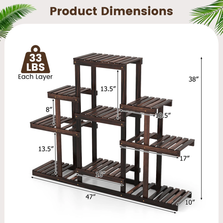 Hivvago Indoor Outdoor Wood Plant Stand Multi-Tiered Corner Plant Shelf Flowerpot Holder