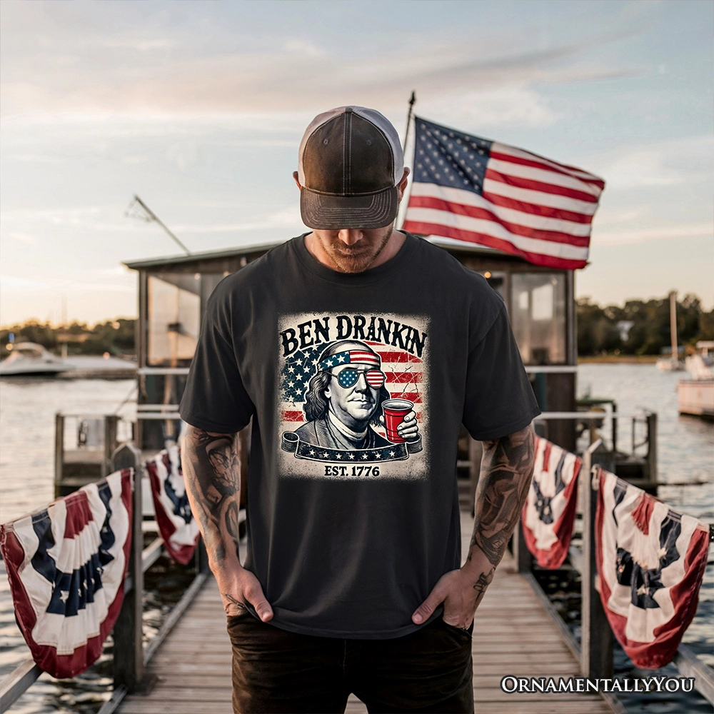 OrnamentallyYou Unisex Ben Drankin Funny 4th Of July T-Shirt