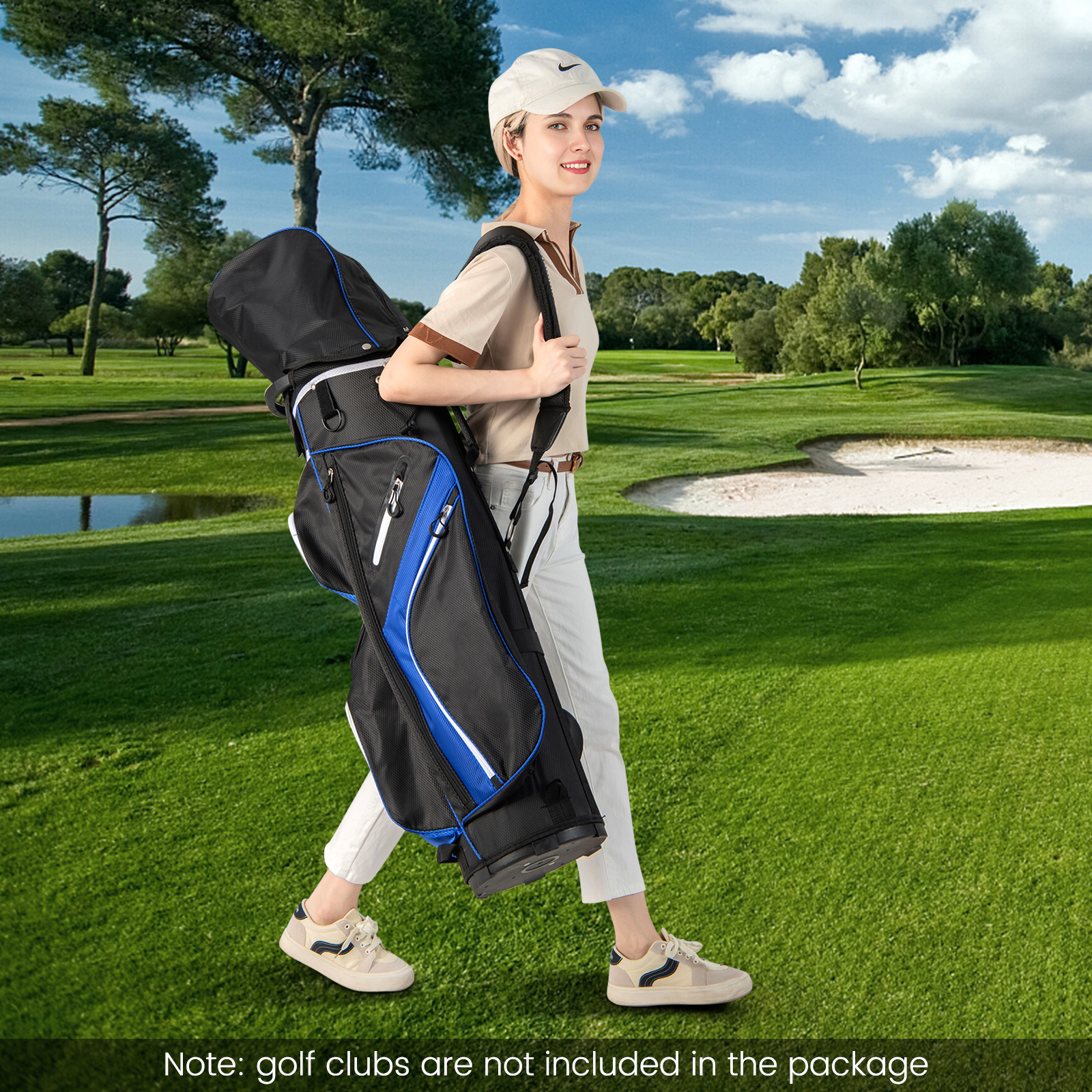 SUGIFT 14-Way Divider Golf Cart Bag with 9-in Base 36-in Tall Polyester 4.5-lb Net Weight Blue/Gray/Red