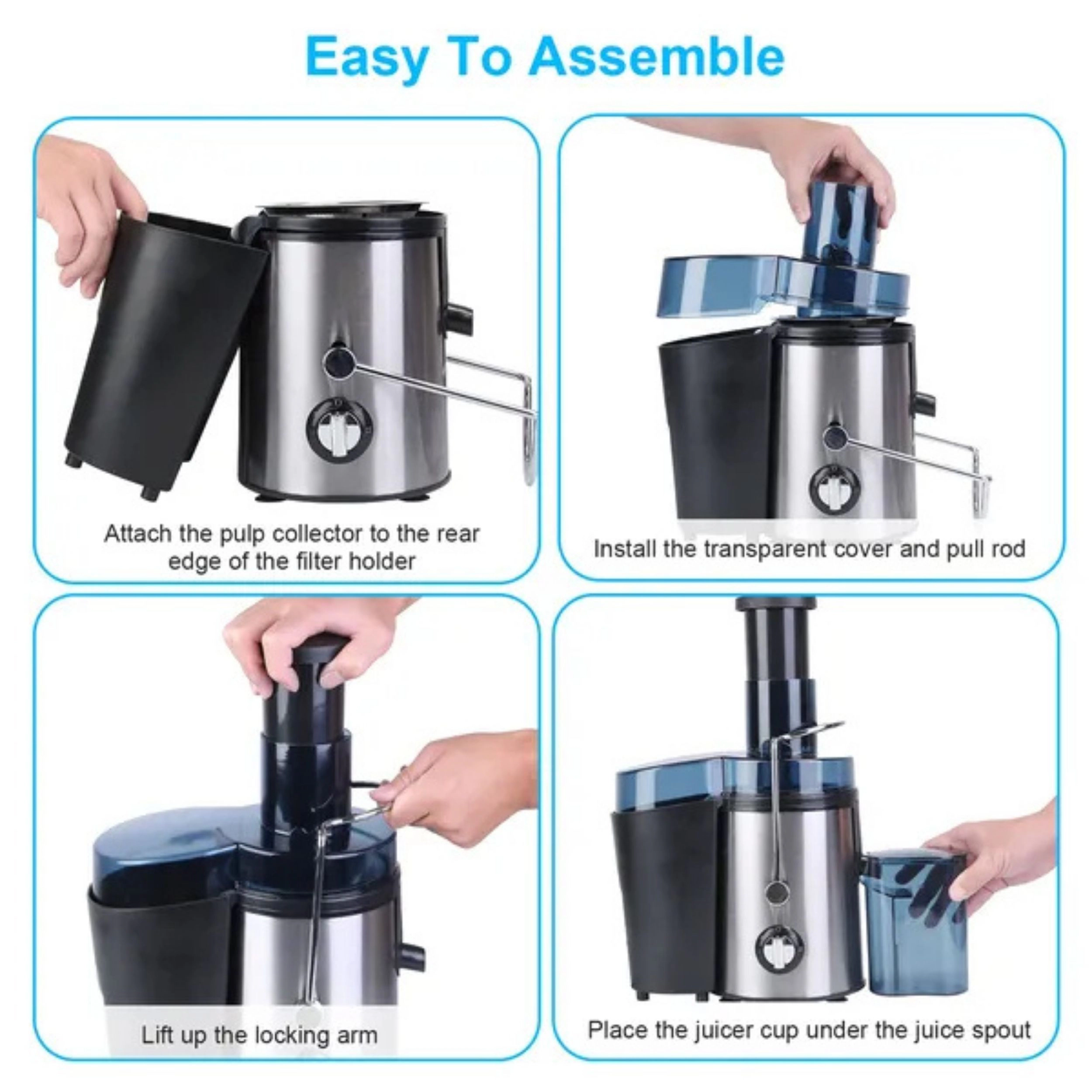 SS Design 1000W Centrifugal Juicer with 2 Speeds Wide Feed Chute
