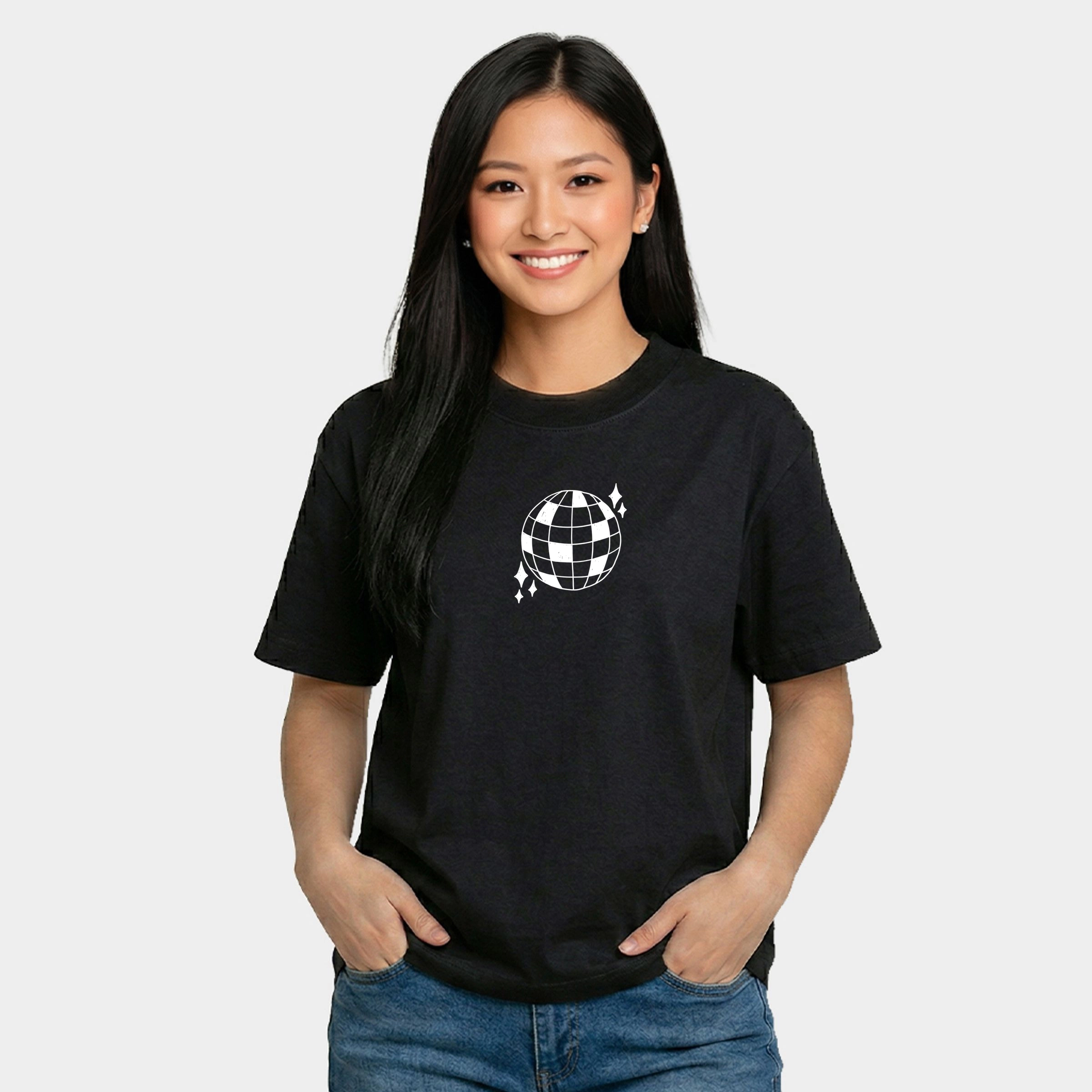 Simply Sage Market - Women's Relaxed Boxy Tee Disco Ball Stars