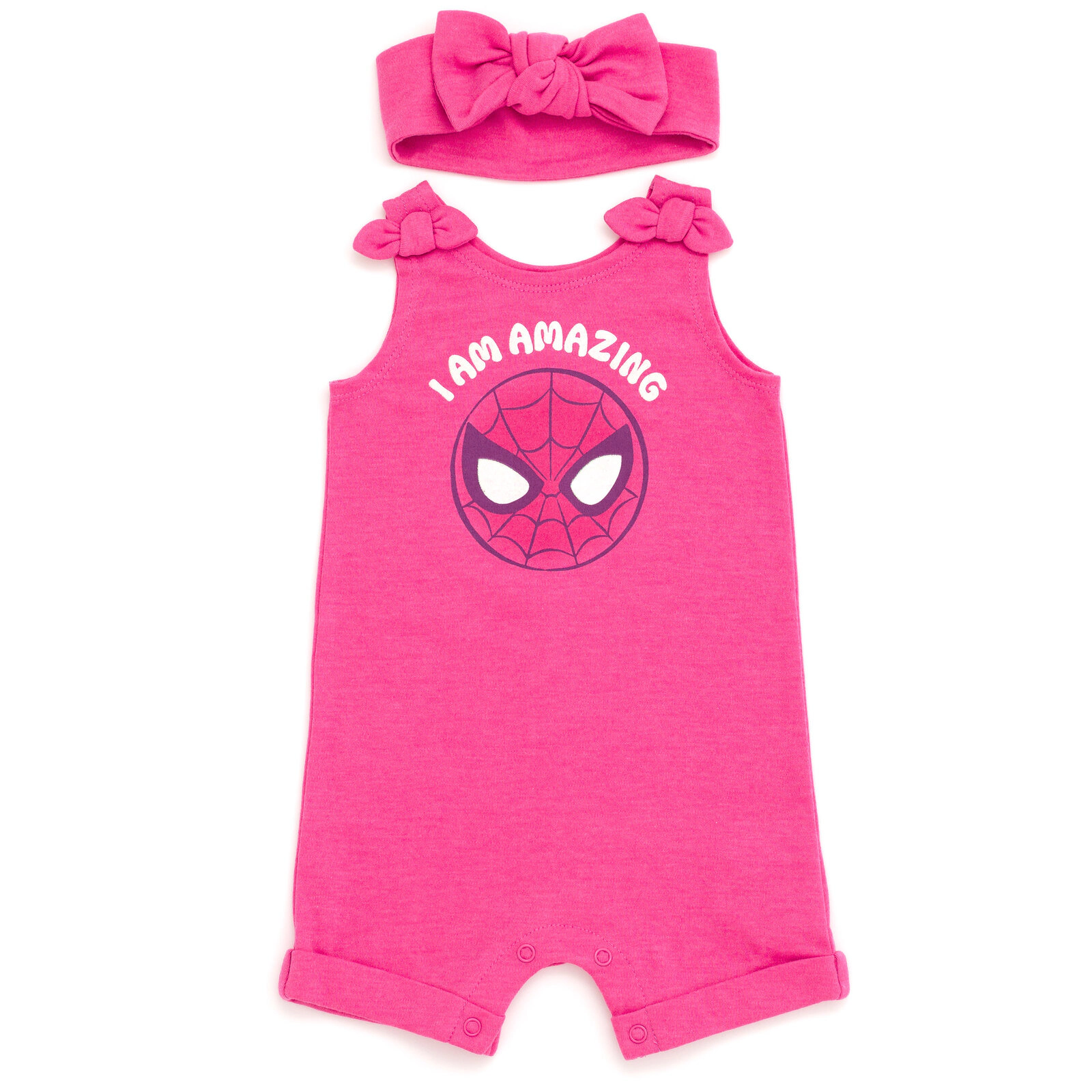 Marvel Spider-Man Girls' One Piece Romper and Headband Set