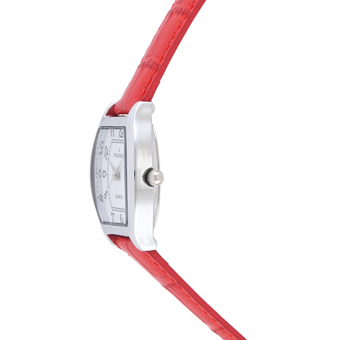Peugeot Women's 26 x 32mm Cushion Shape Watch with Red Leather Band