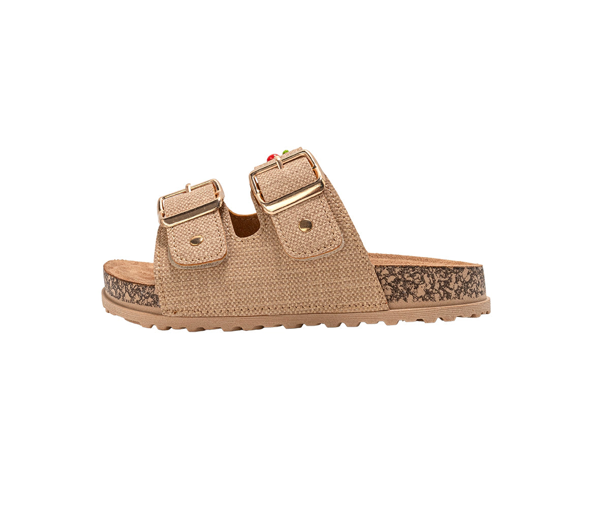 bebe Girl's Footbed Slide Sandals with Cherry Accents