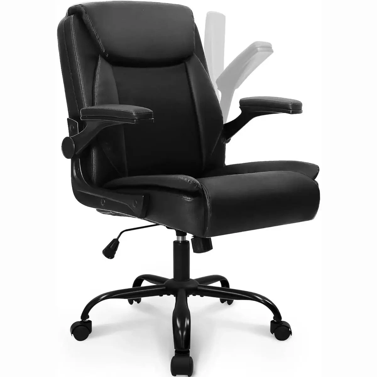 Platinum-Level Office Chairs Big And Tall Leather Ergonomic Office Chair With Flip Up Arms 360 Degree Swivel Height
