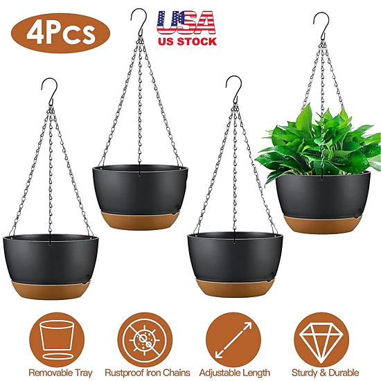 GBruno 4-Piece Self-Watering Hanging Planter Set