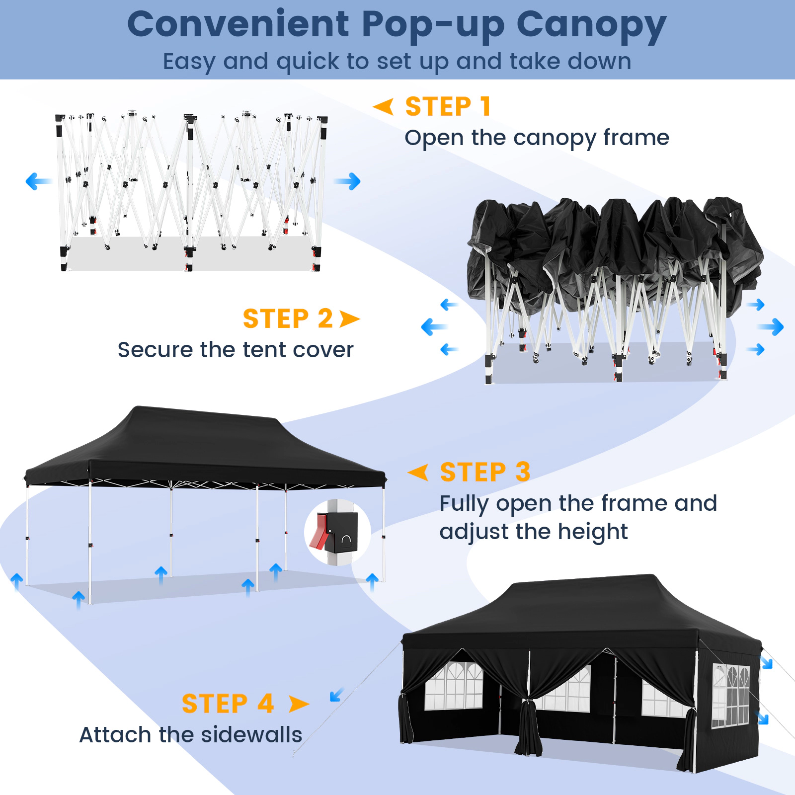 Hivvago Outdoor Canopy with Sidewalls, Windows & Carrying Bag
