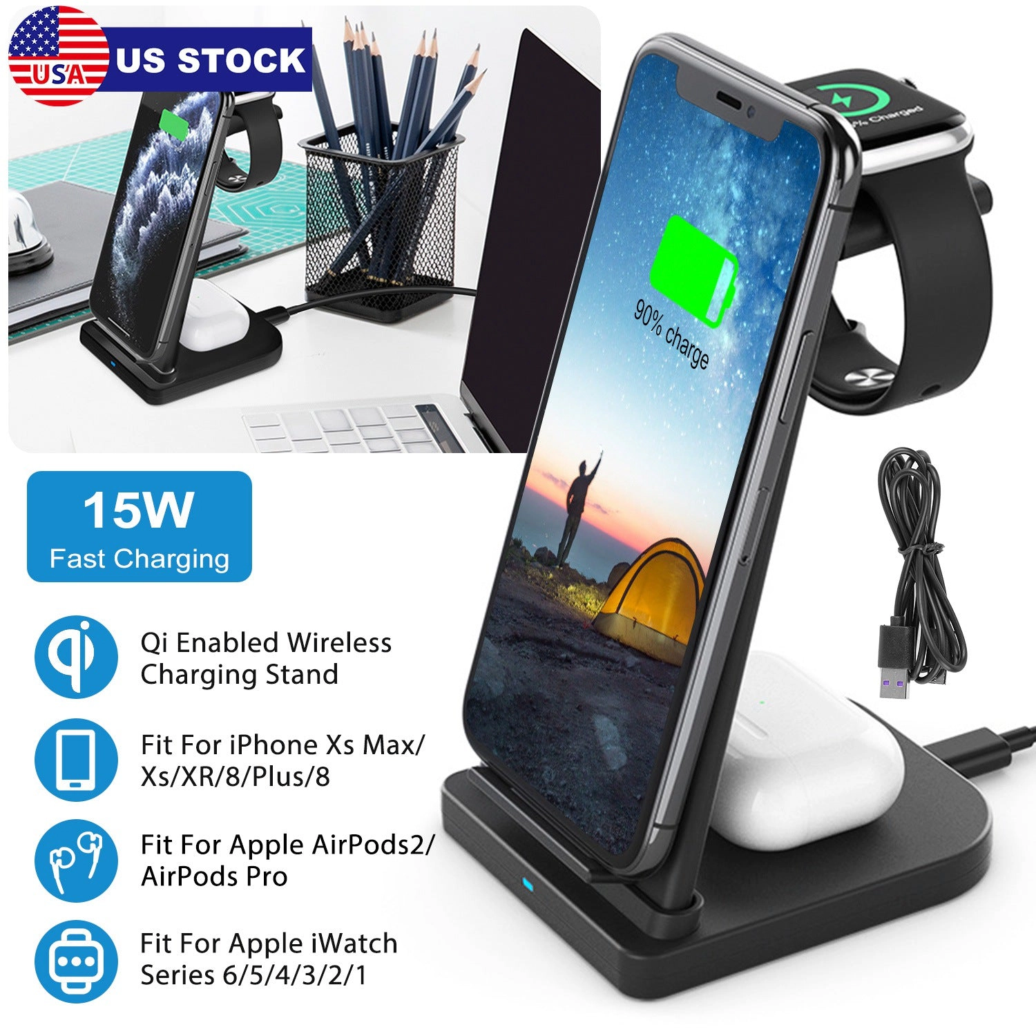 GBruno 3-in-1 Wireless Charging Dock