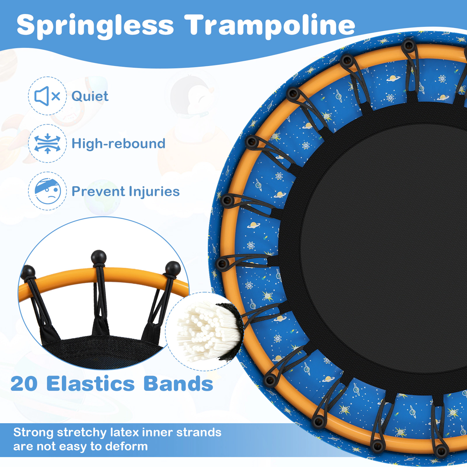 LJG Mini Trampoline for Toddlers with Foam Padded Handle and Safety Cover