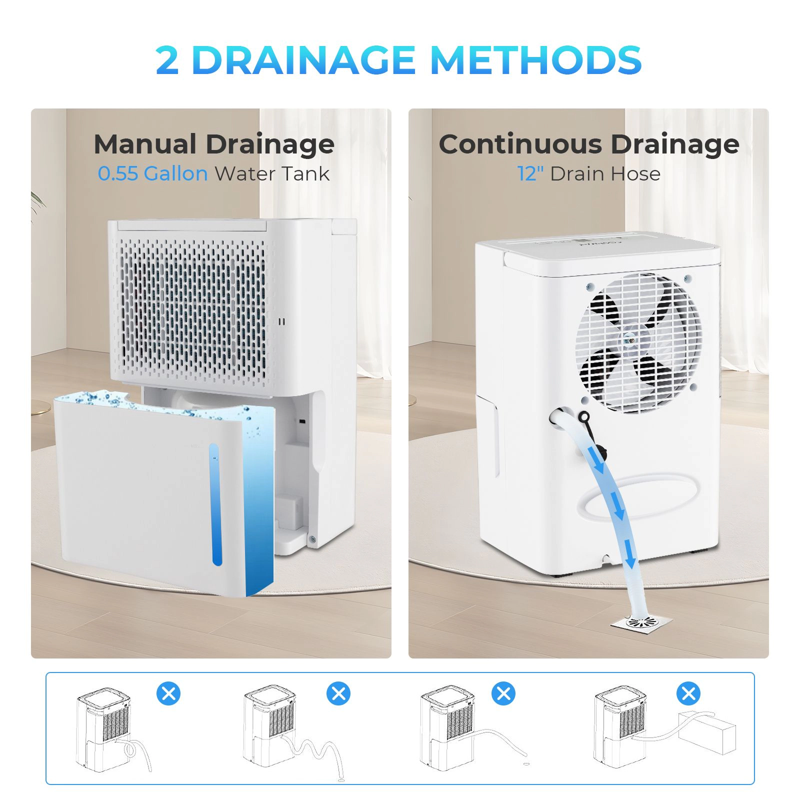 SlickBlue Compact Dehumidifier for Bedroom, Basement, Bathroom and Garage, 32 Pint