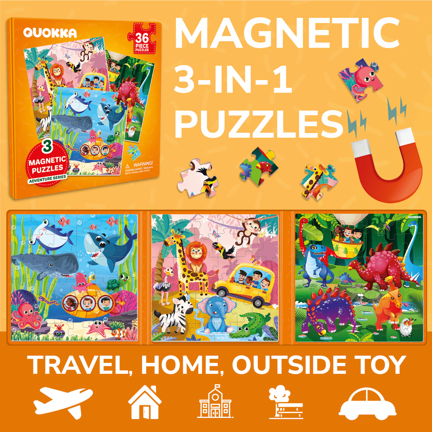 QUOKKA Magnetic Travel Puzzle Set, Animal, Space, Princess & Math Puzzles, Sudoku Games for Kids Ages 2-12