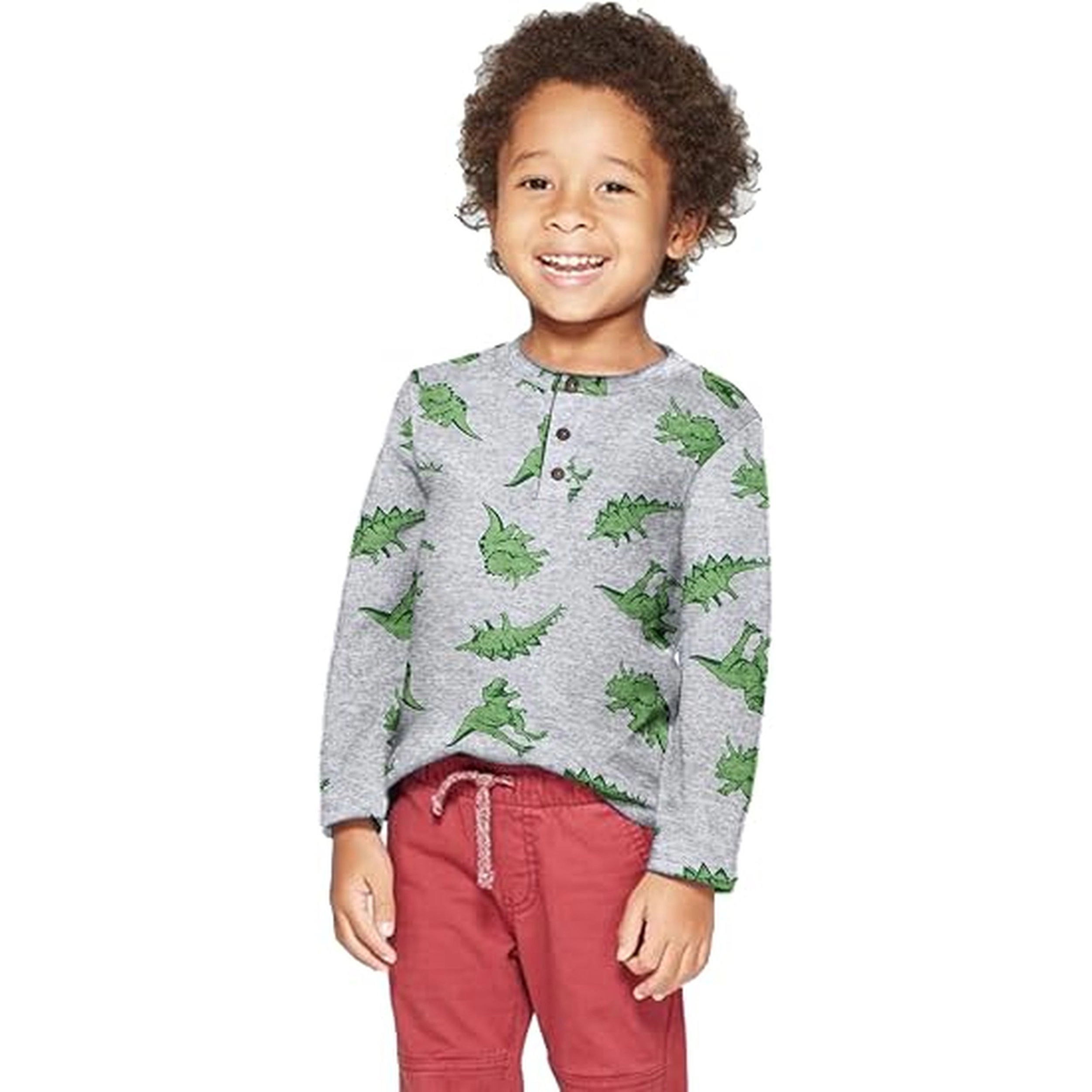 Arshiner Toddler Boys 3 Pack Long-Sleeve Henley T-Shirts Casual Cotton Graphic Shirt