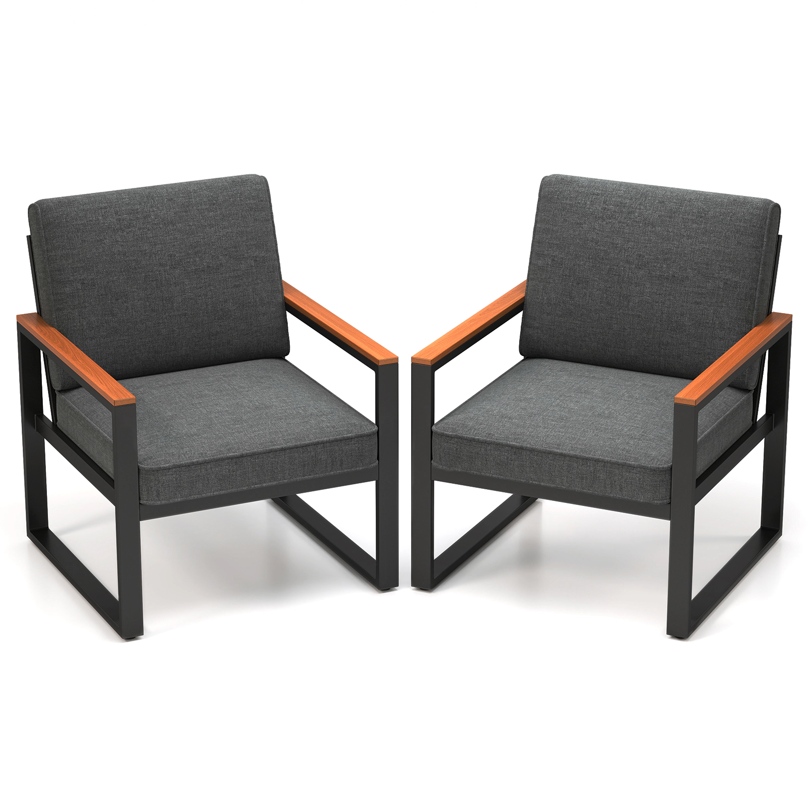 LJG Patio Aluminum Sofa Modern Armchairs Set of 2 for Balcony