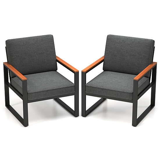 LJG Patio Aluminum Sofa Modern Armchairs Set of 2 for Balcony