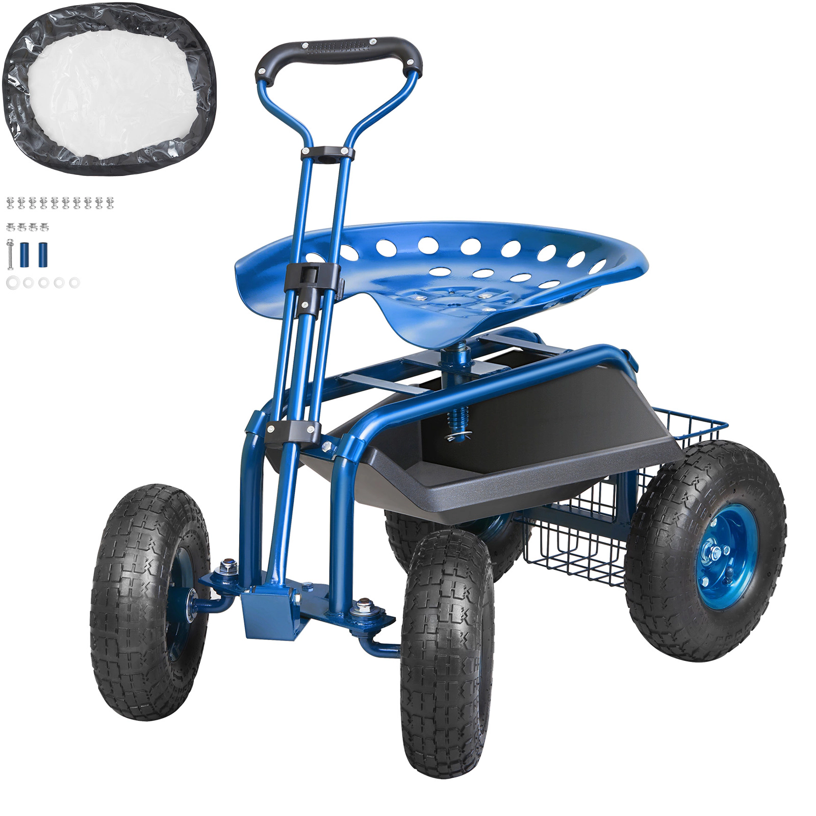 HONGGE Garden Seat with Rolling Stool Gardening Cart Storage for Yard