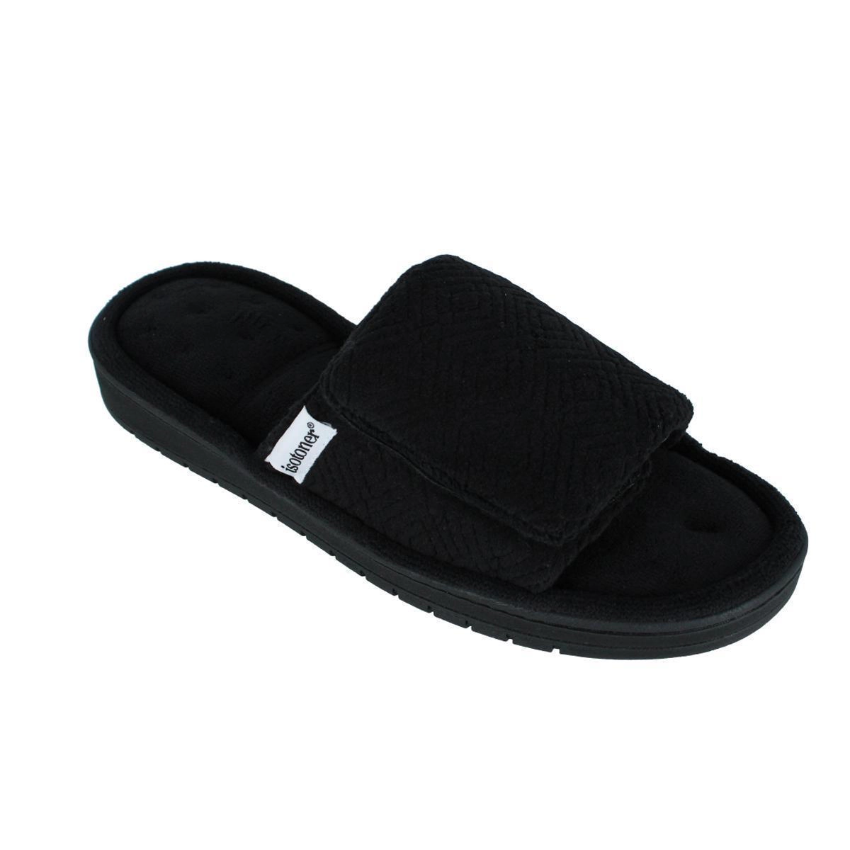 Isotoner Women's Sculpted Terry Adjustable Open Toe Slide Slippers