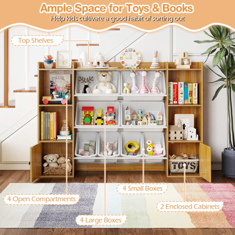 Hivvago Kids Toy Storage and Bookshelf with Boxes Open Shelves