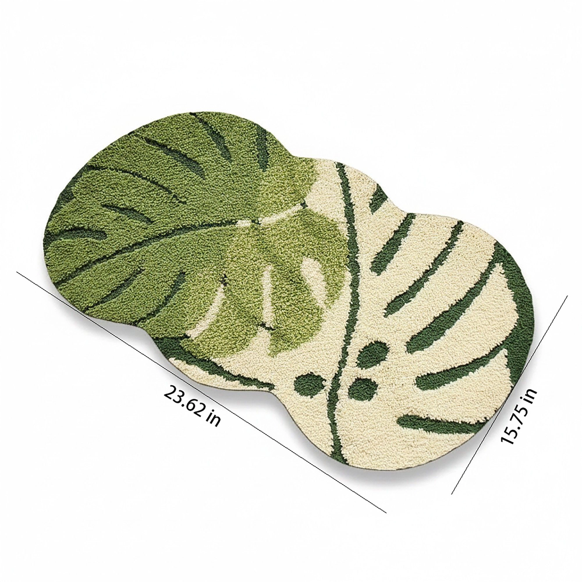 Alilang Unisex Tufted Floor Mat with Tropical Leaf Pattern Non Slip Backing Soft Plush Decorative Indoor Entryway Bathro