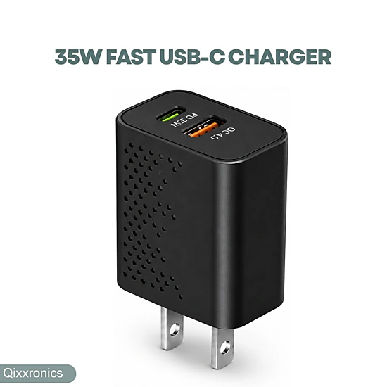 Qixxronics 35W Fast USB C Charger Block, USB C Plus USB A Wall Charger Power Adapter for Various Types of Mobile Phones