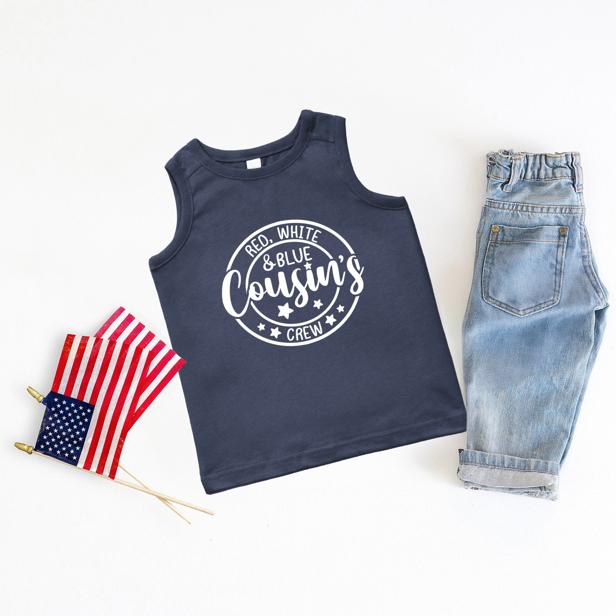 The Juniper Shop - Red White And Blue Cousin's Crew Toddler Graphic Tank