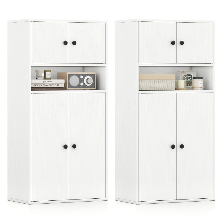 Hivvago 44 Inches Tall Bookshelf with Doors and Adjustable Shelf