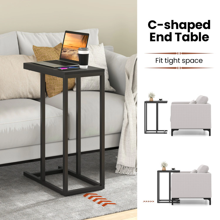 Hivvago C-Frame Side Table with Durable Metal Base