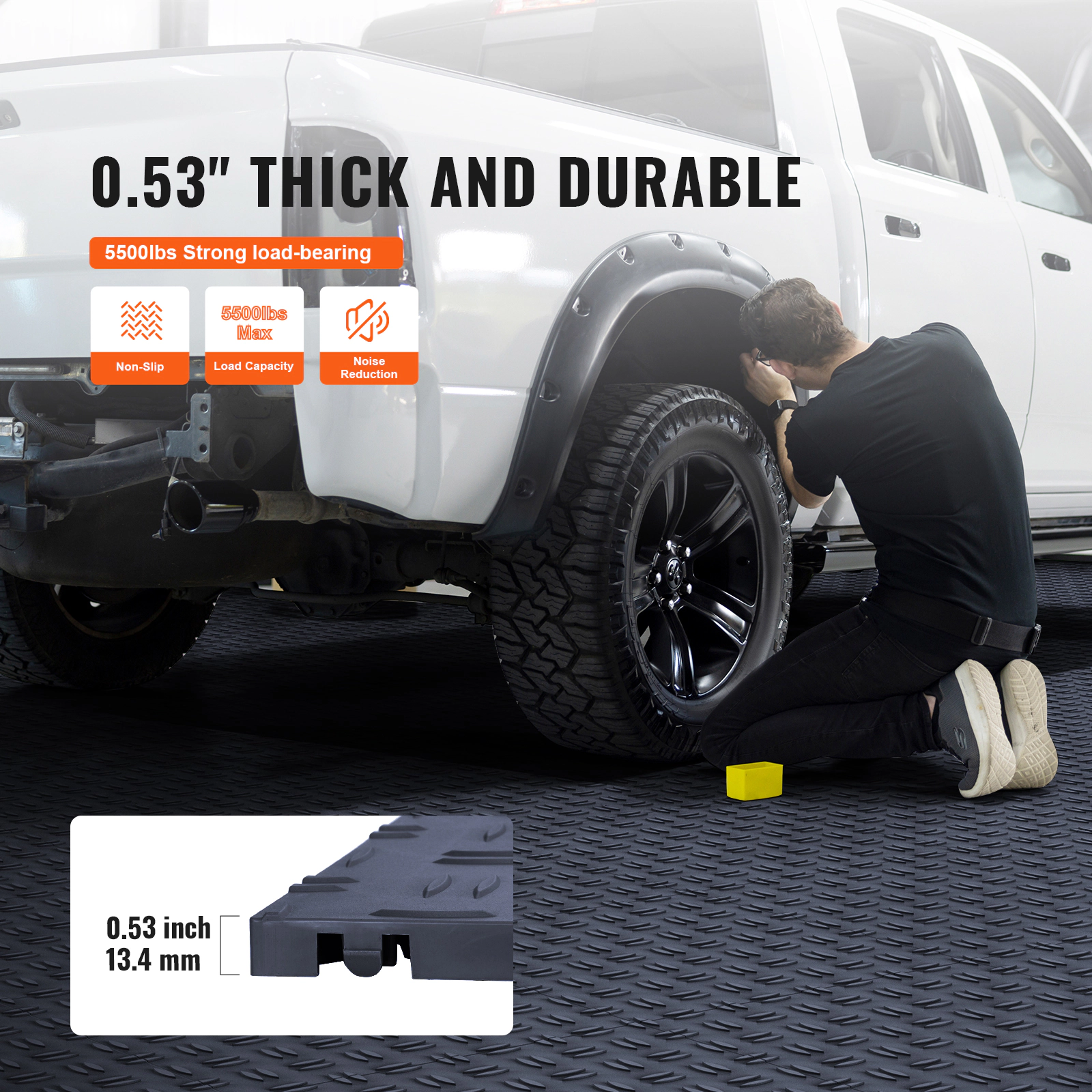 HONGGE Garage Tiles Interlocking 12 x 12 x 0.53 inch Garage Floor Covering Tiles Non-Slip Double-Sided Texture Garage
