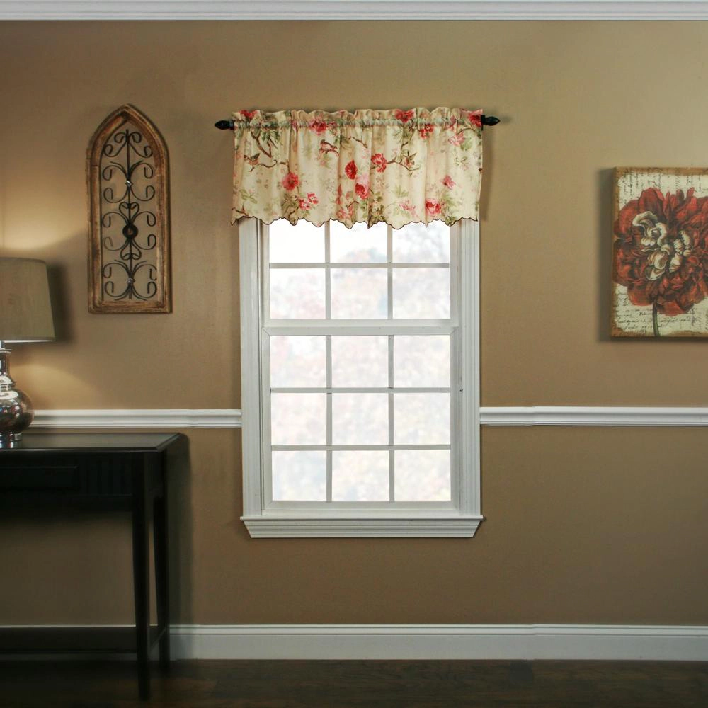 Ellis Curtain Balmoral Floral Print Semi Sheer Valance Curtain 48" x 15" Red/Yellow