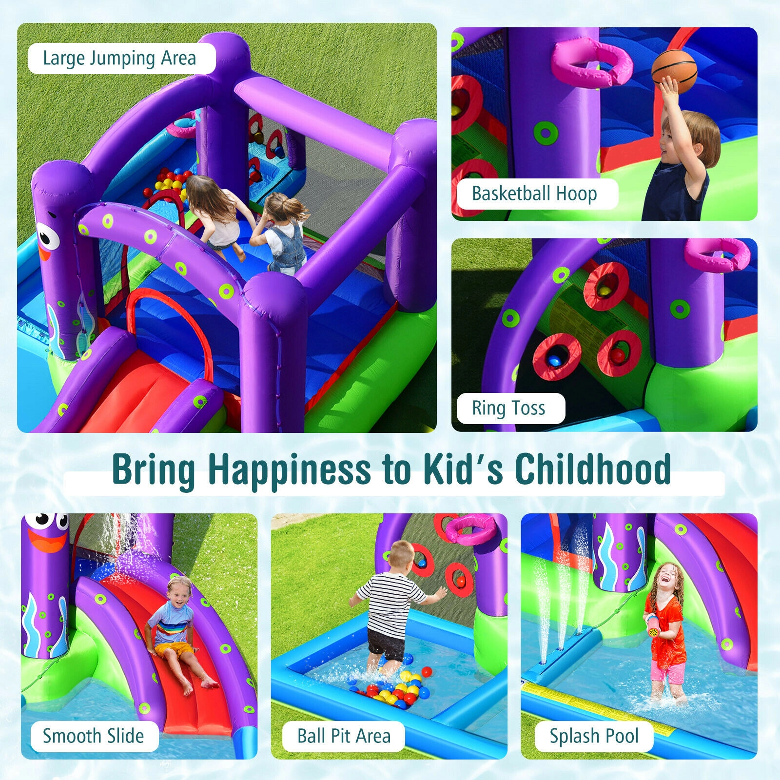 Hivvago Inflatable Water Slide Castle without Blower