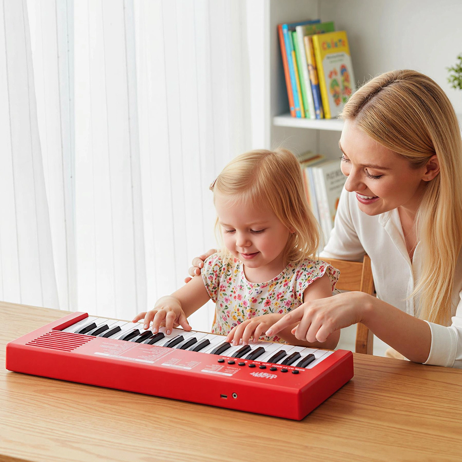 SUGIFT Kids Red 37-Key Electric Keyboard Piano with Microphone and USB Cable 16-in W 6-in D 1.5-in H Ages 3+
