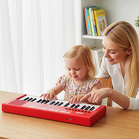 SUGIFT Kids Red 37-Key Electric Keyboard Piano with Microphone and USB Cable 16-in W 6-in D 1.5-in H Ages 3+
