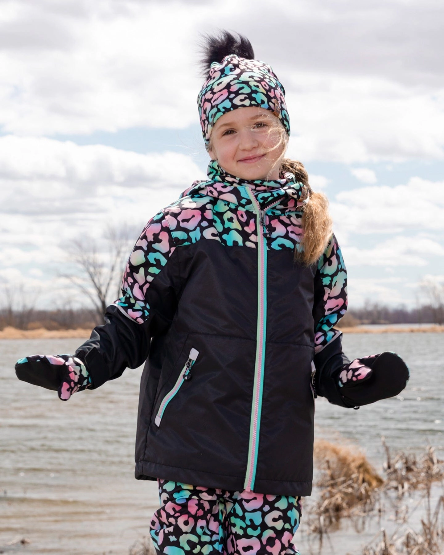 Deux par Deux Girls Stretch Jersey Neck Tube Animal Print - 2-6 Years