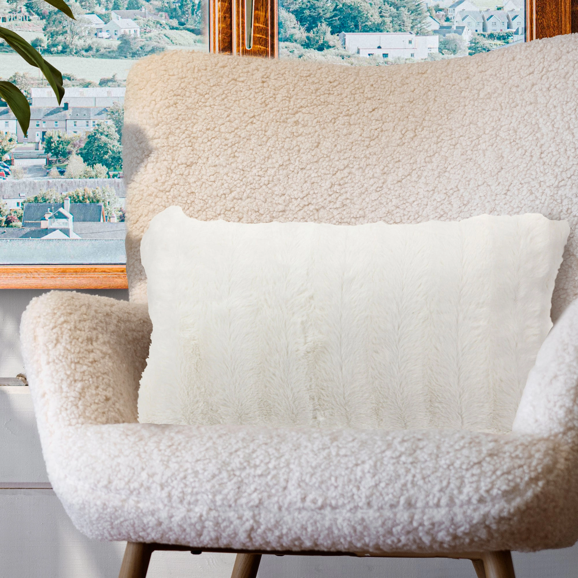 Cheer Collection Faux Fur Throw Pillow Cover 18"x18", Removable Zippered Case