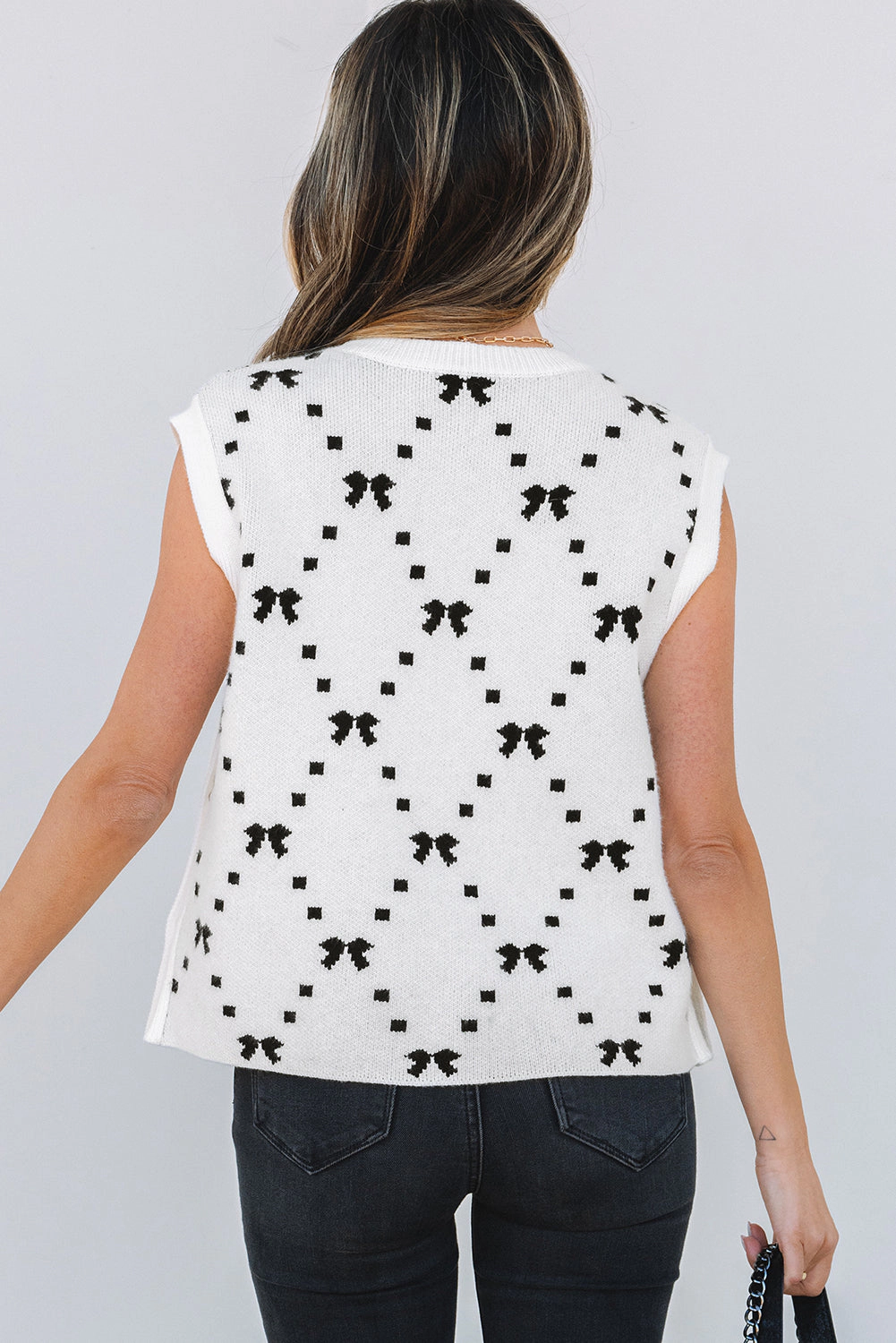 Threaded Pear Women's Reagan Pattern Side Cropped Sweater