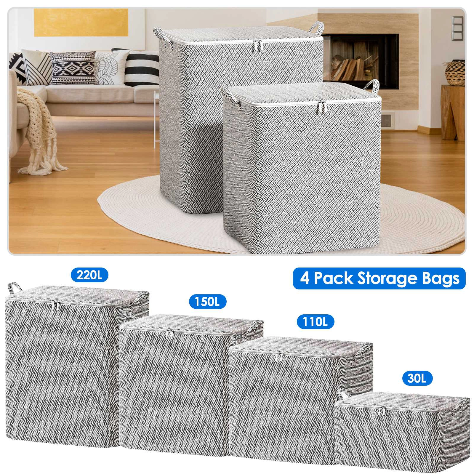 NEW Home Unisex Foldable Non-Woven Storage Bags 4-Pack