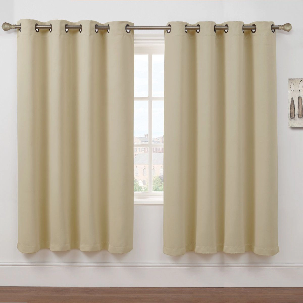 Kate Aurora Set of 2 Thermal Room Darkening Grommet Top Curtains For Small Windows - 63 in. Long