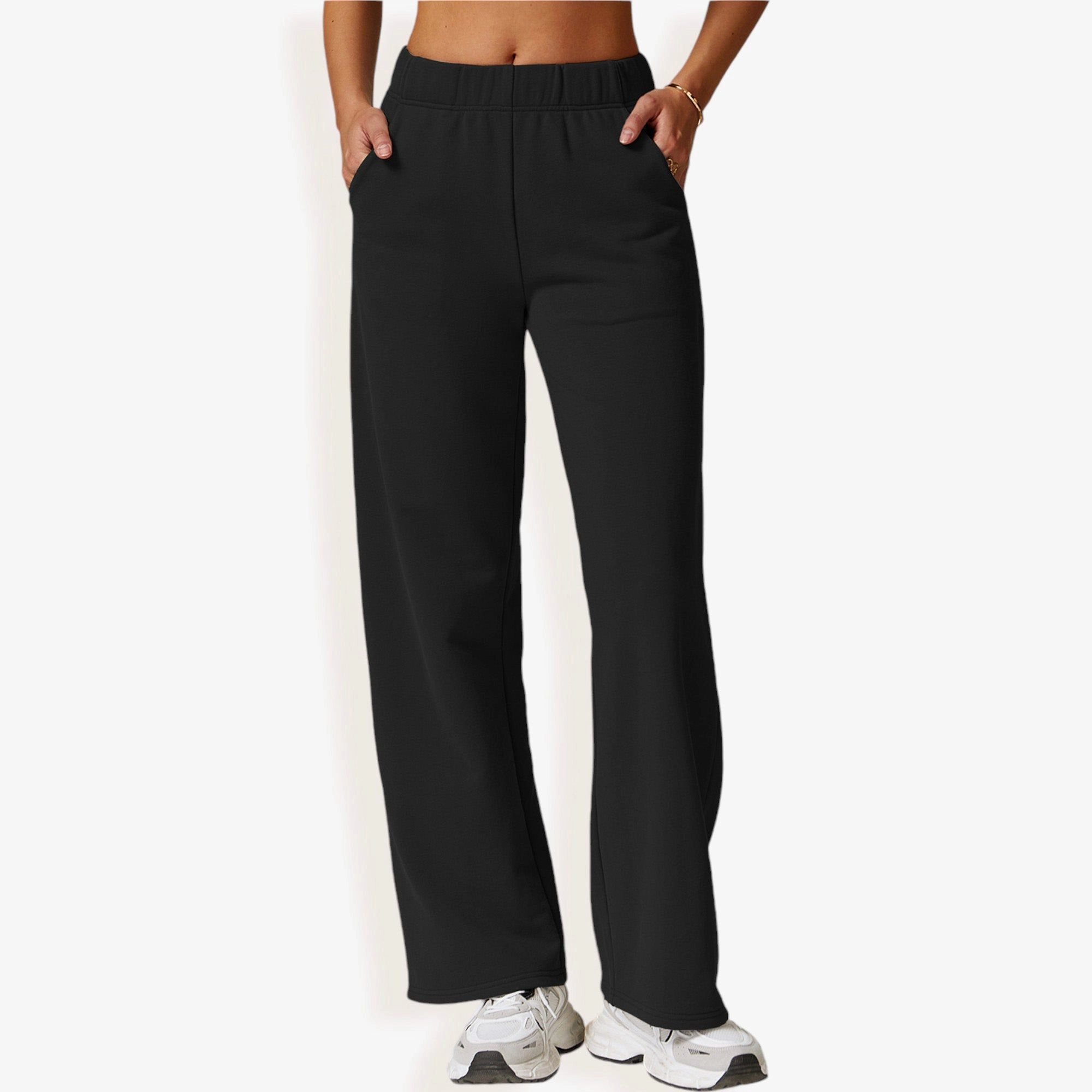 Anna-Kaci Women's Elastic Waist Wide-Leg Sweatpants with Pockets