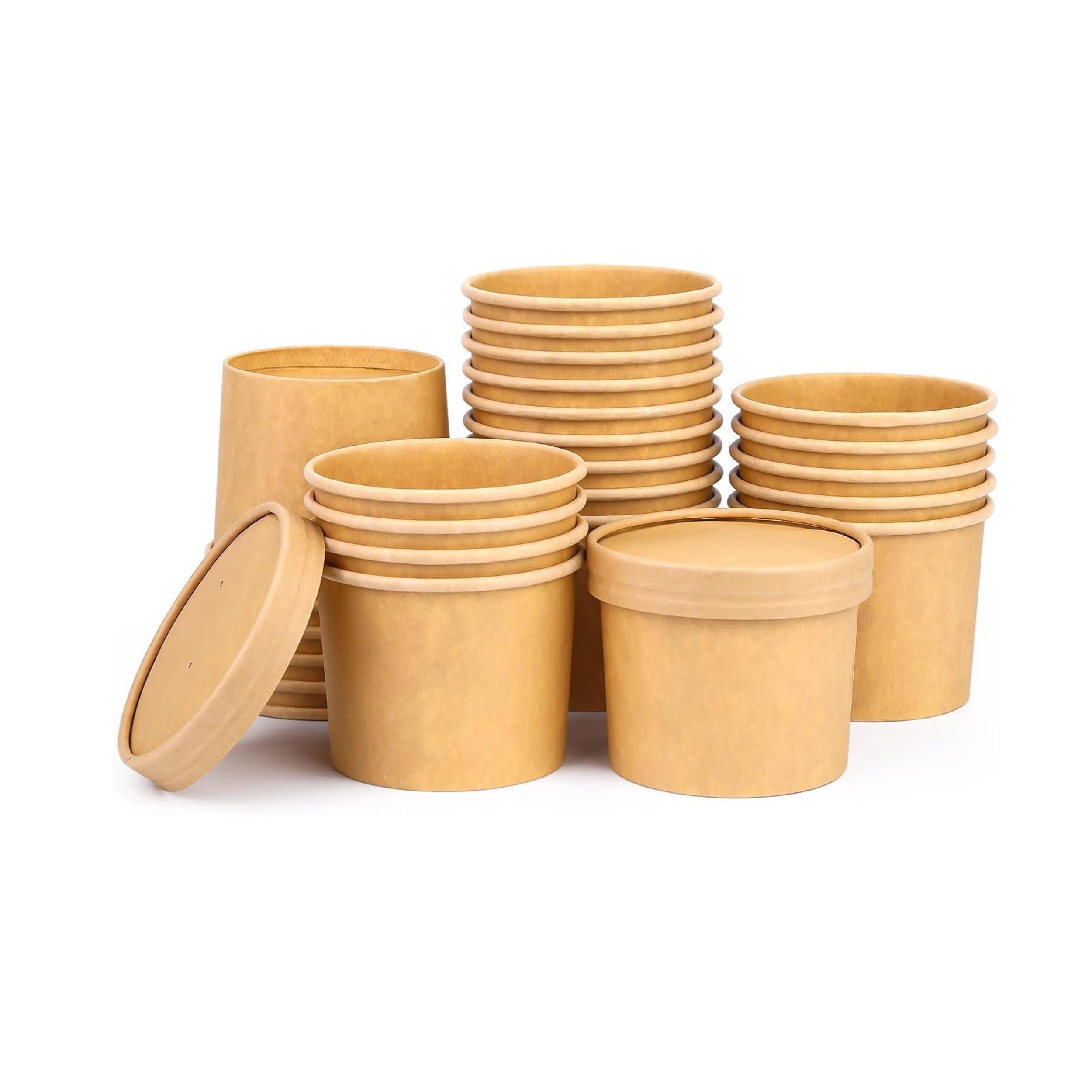 Stock Preferred 12 oz Paper Soup Containers with Vented Lids and PLA Lining