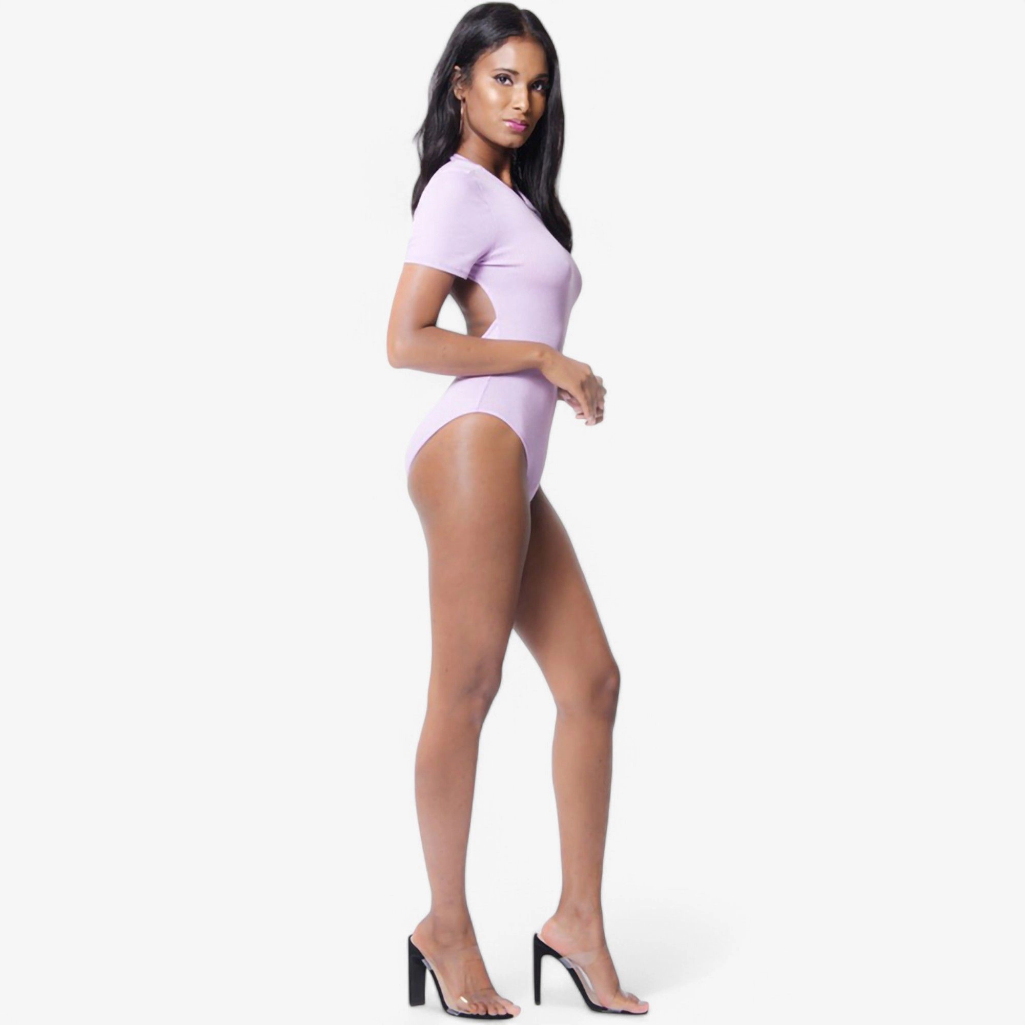 Anna-Kaci Women's Solid Short Sleeve Crew Neck Bodysuit with Snap Closure
