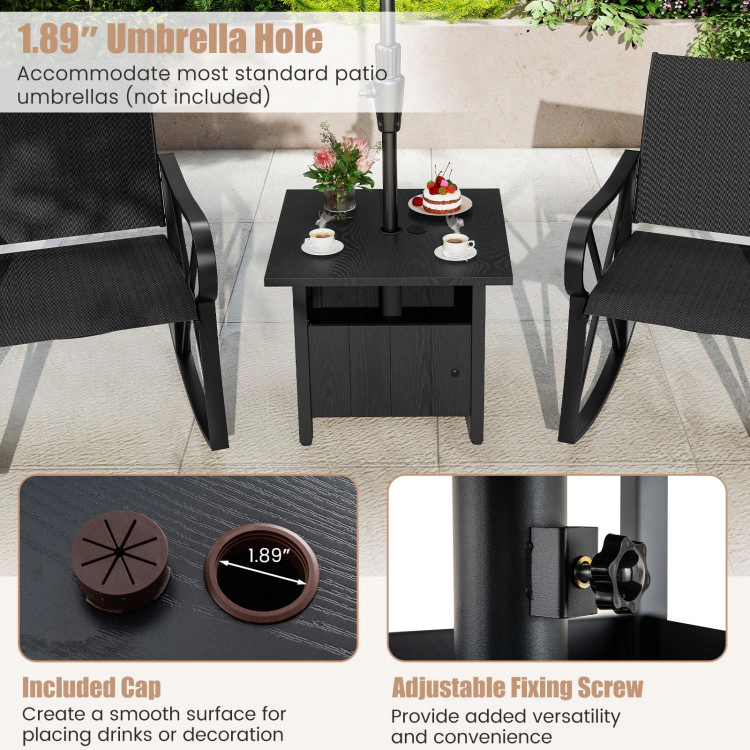 Hivvago Outdoor Side Table With 1.89" Umbrella Hole Patio Umbrella Table Base Stand