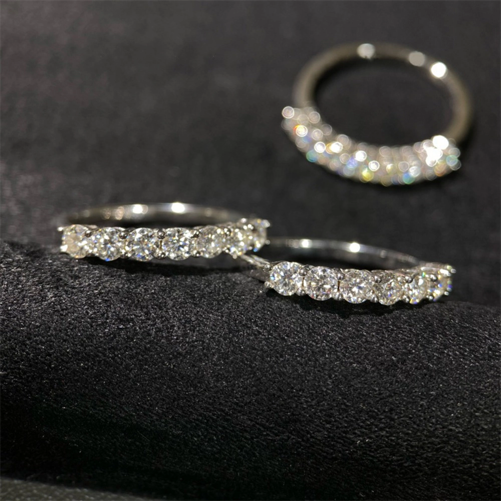 Wardrobe Whimsy Pave Cubic Zirconia Half Eternity Stackable Band Rings Set