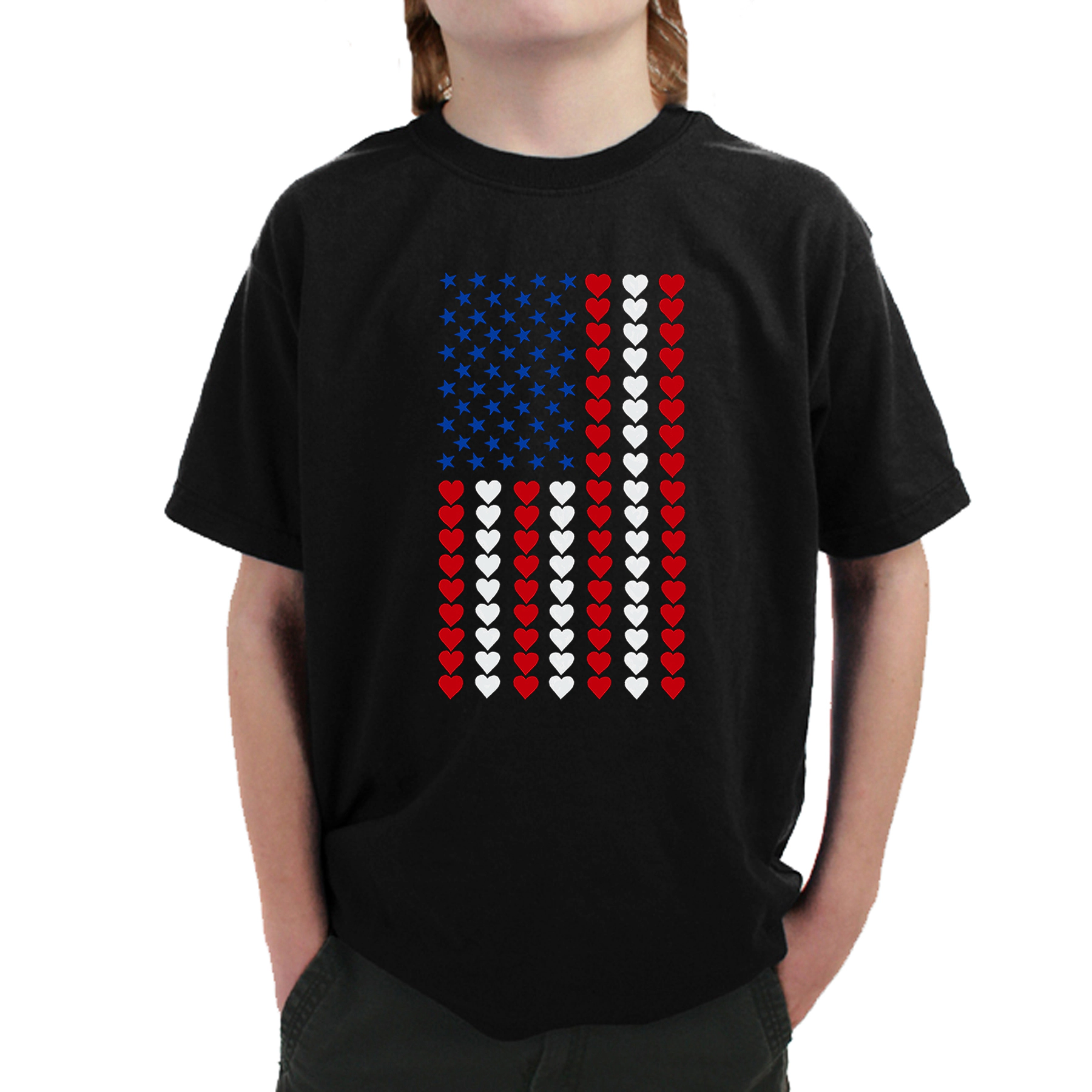 LA Pop Art Boy's Word T-Shirt - Heart Flag