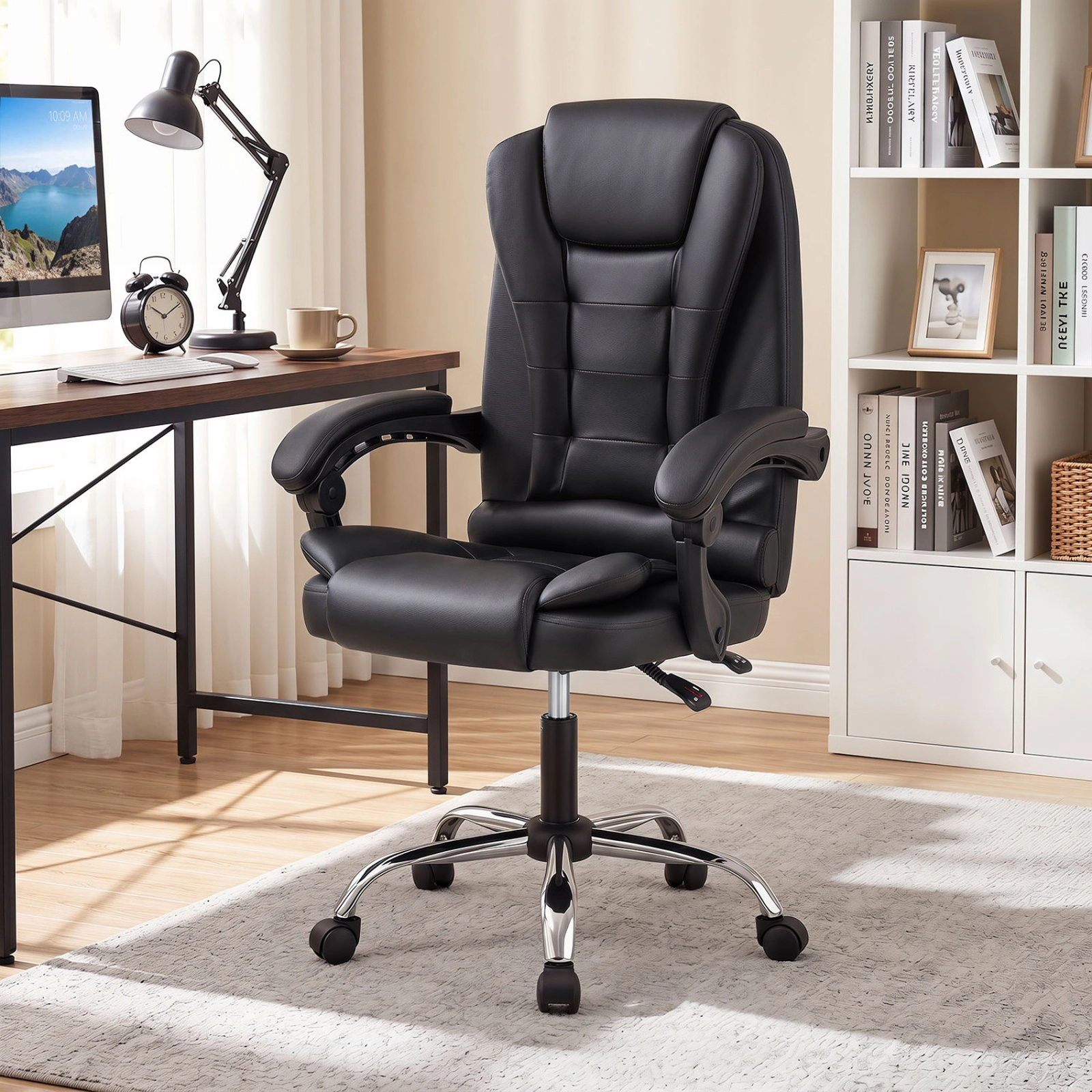SUGIFT High Back Executive Office Chair with Linkage Armrests 330-Lb Capacity Black