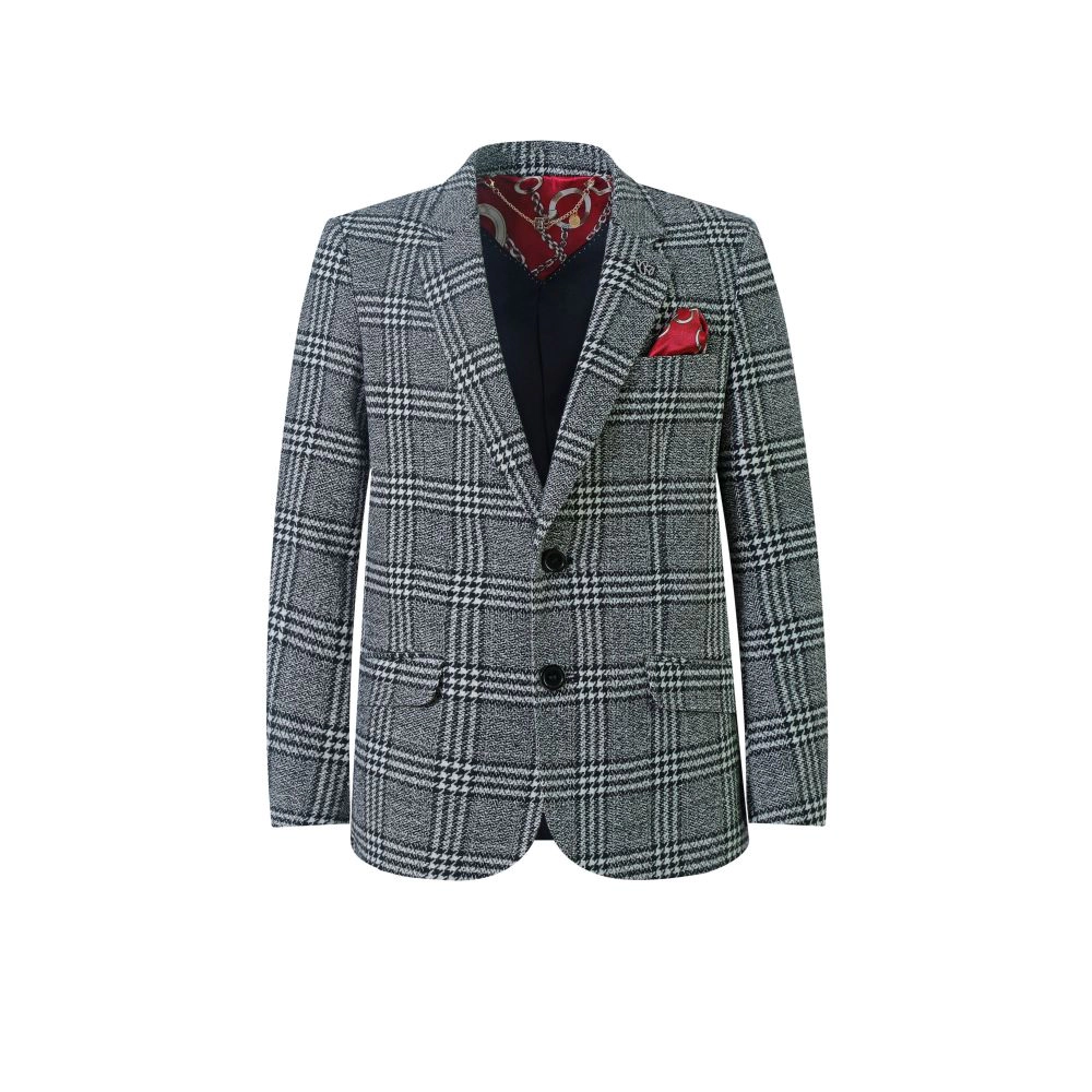 Elie Balleh Boys Slim Fit Windowpane Blazer
