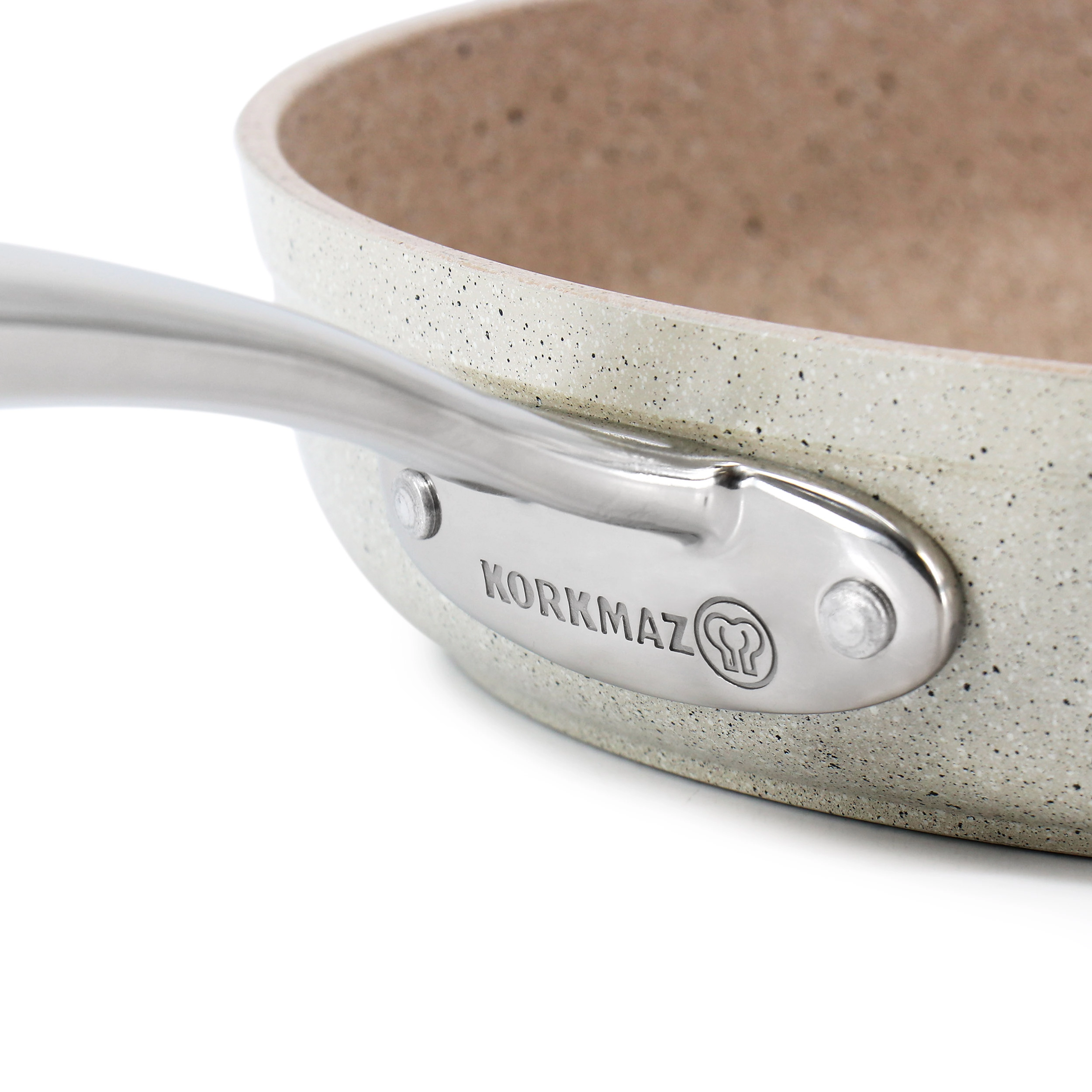 Korkmaz Granita Aluminum Nonstick 12 Inch Frying Pan in Tan