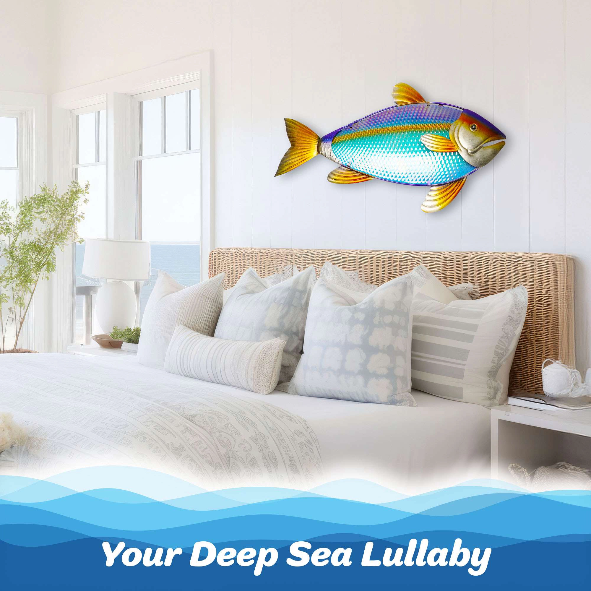 G128 Hand-Painted Yellowtail Fish Metal Wall Art